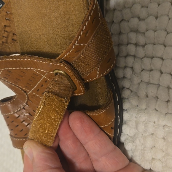 Clarks Brown Leather Open Toe Slip On Slide Sandals Womens Size 9 - Picture 8 of 8